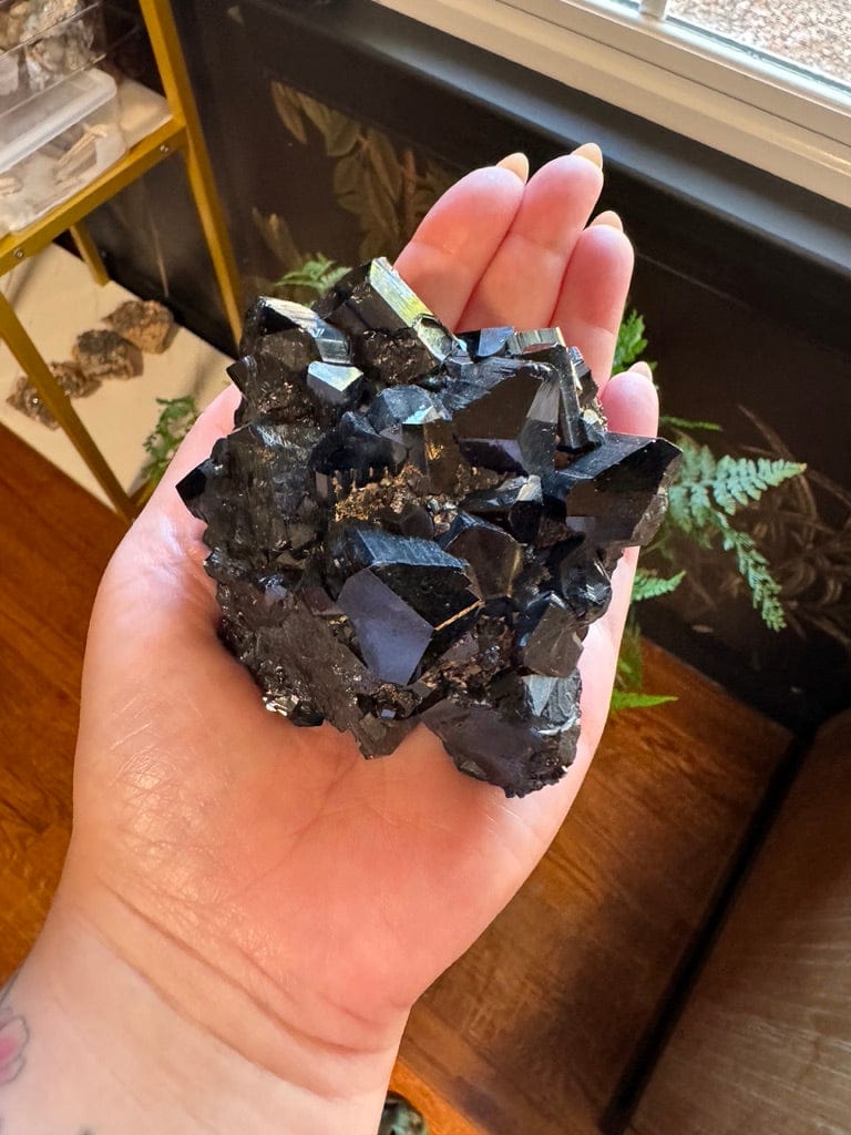 The Consecrated Crystal Crystals, Stones, Minerals A Black Tourmaline, Smoky, Hyalite Opal Clusters