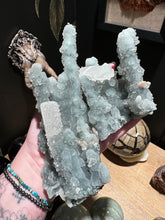 Load image into Gallery viewer, The Consecrated Crystal Crystals, Stones, Minerals Blue Chalcedony Stalactites w/Apophyllite and Calcite
