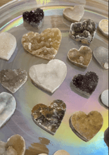 Load image into Gallery viewer, BlessedEstuary Crystals, Stones, Minerals Amethyst &amp; Chalcedony Druzy Hearts
