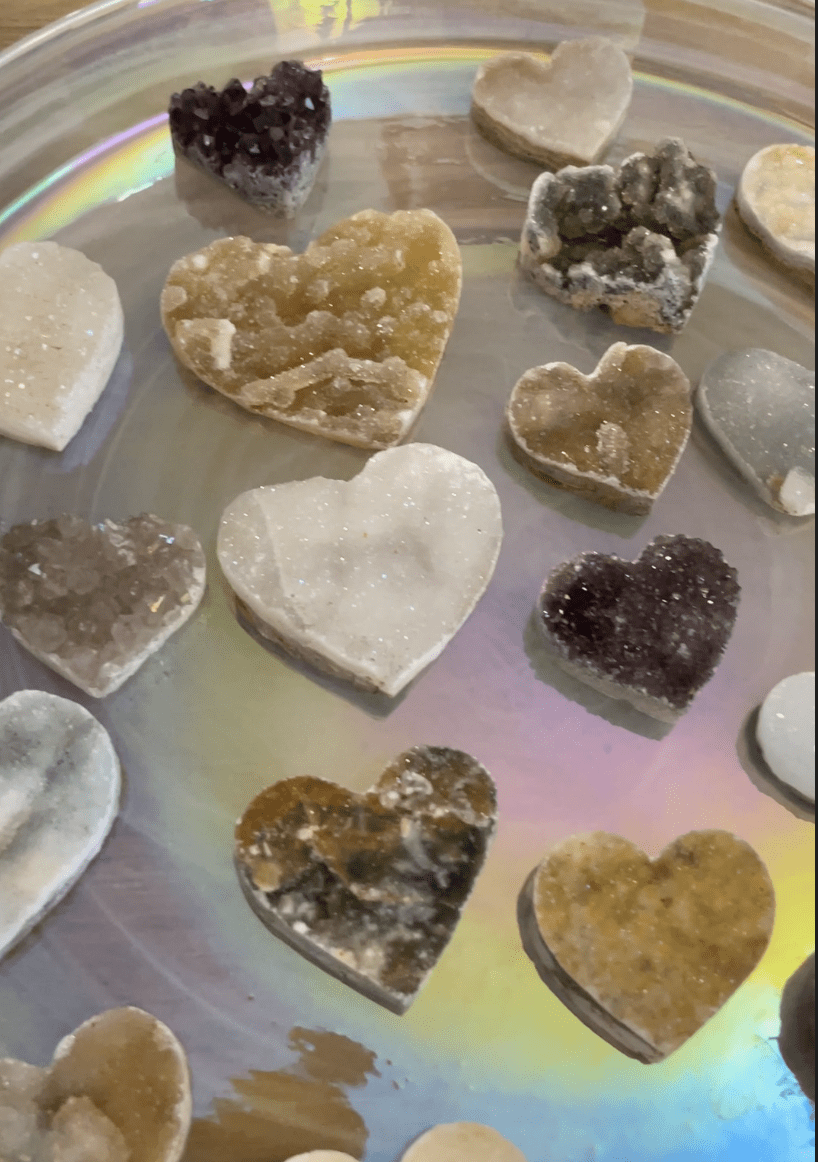 BlessedEstuary Crystals, Stones, Minerals Amethyst & Chalcedony Druzy Hearts