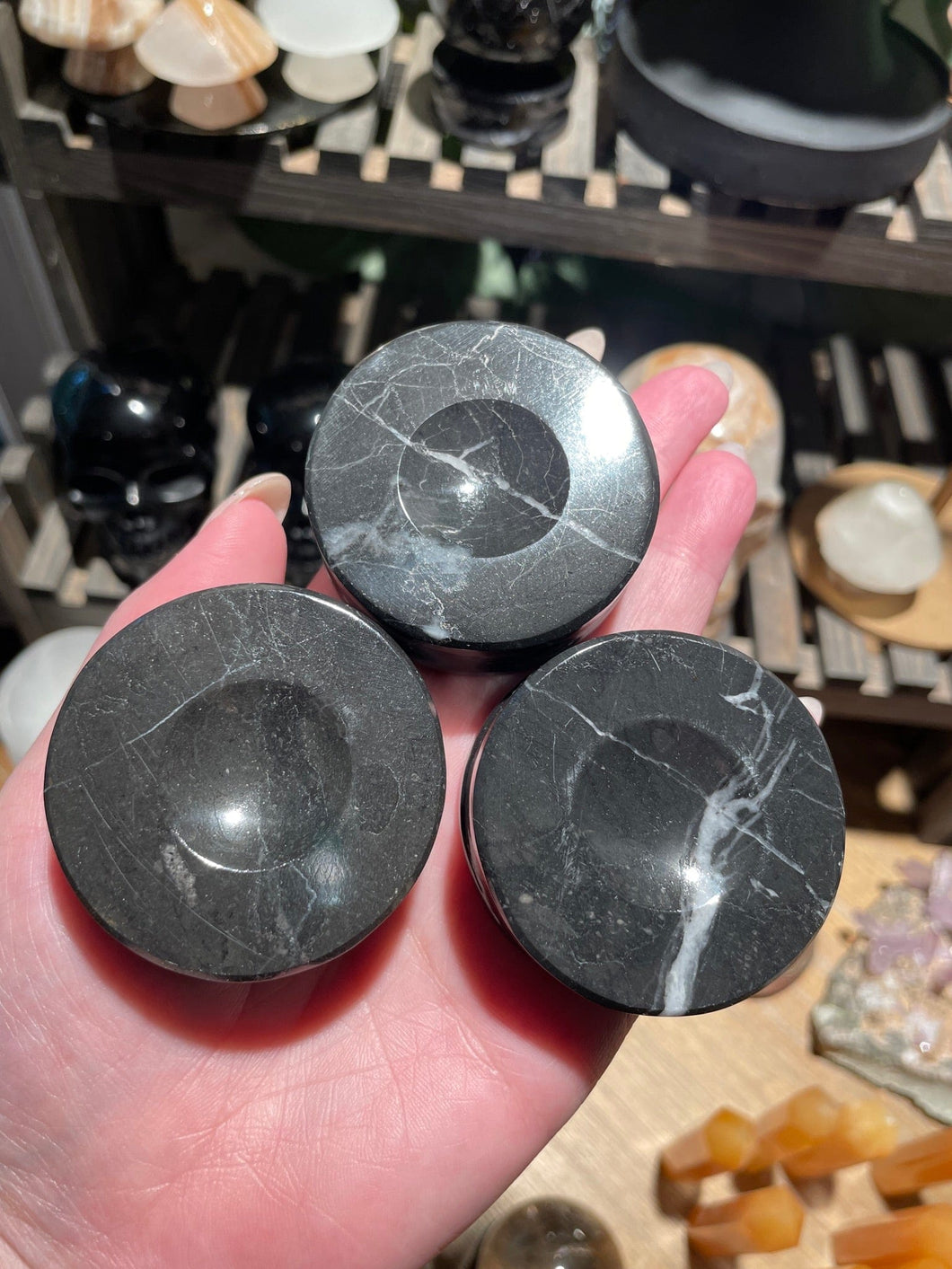 The Consecrated Crystal Crystals, Stones, Minerals Round Black Marble Sphere Holders
